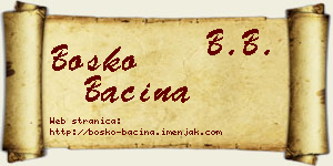 Boško Baćina vizit kartica